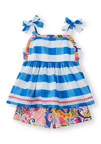 Girls 4-6 Checkered Paisley Shorts Set