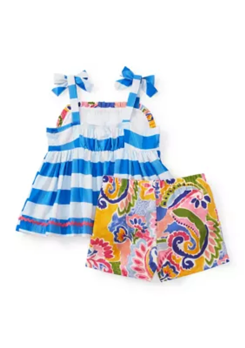 Girls 4-6 Checkered Paisley Shorts Set