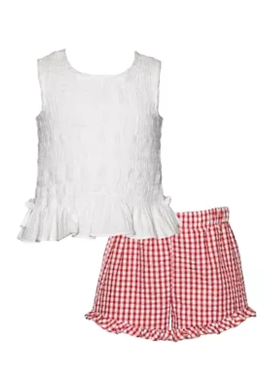 Girls 4-6x Smock Top and Gingham Shorts Set