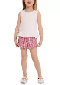 Girls 4-6x Smock Top and Gingham Shorts Set