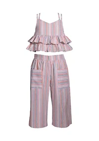 Girls 7-16 Strappy Tiered Top and Matching Pants Set