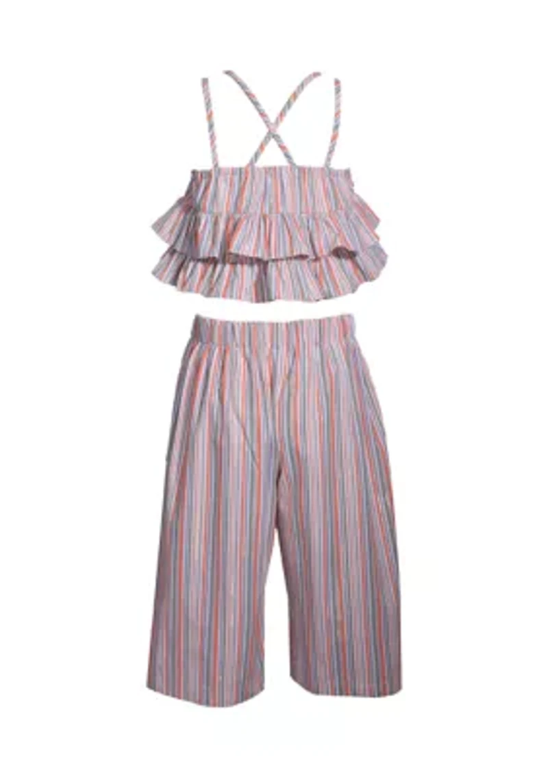 Girls 7-16 Strappy Tiered Top and Matching Pants Set