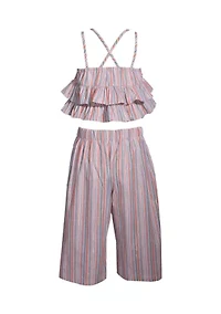 Girls 7-16 Strappy Tiered Top and Matching Pants Set
