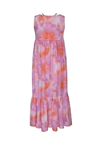 Girls 7-16 Sleeveless Tie Dye Knit Maxi Dress
