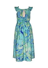 Girls 7-16 Butterfly Printed Walkthrough Dress