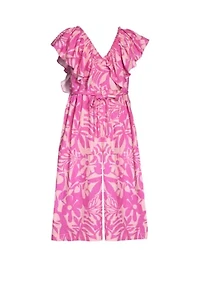 Girls 7-16 Printed Side Tie Jumpsuit