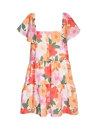 Girls 7-16 Floral Printed Tiered Dress
