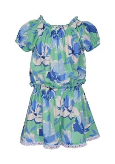 Girls 7-16  Tropical Printed Romper