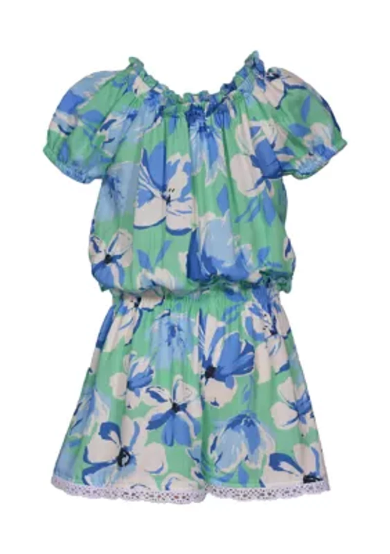 Girls 7-16  Tropical Printed Romper
