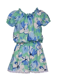 Girls 7-16  Tropical Printed Romper