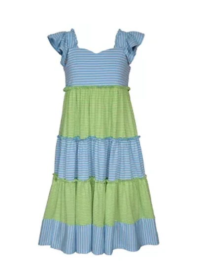 Girls 7-16 Ruffle Sleeve Striped Maxi Dress