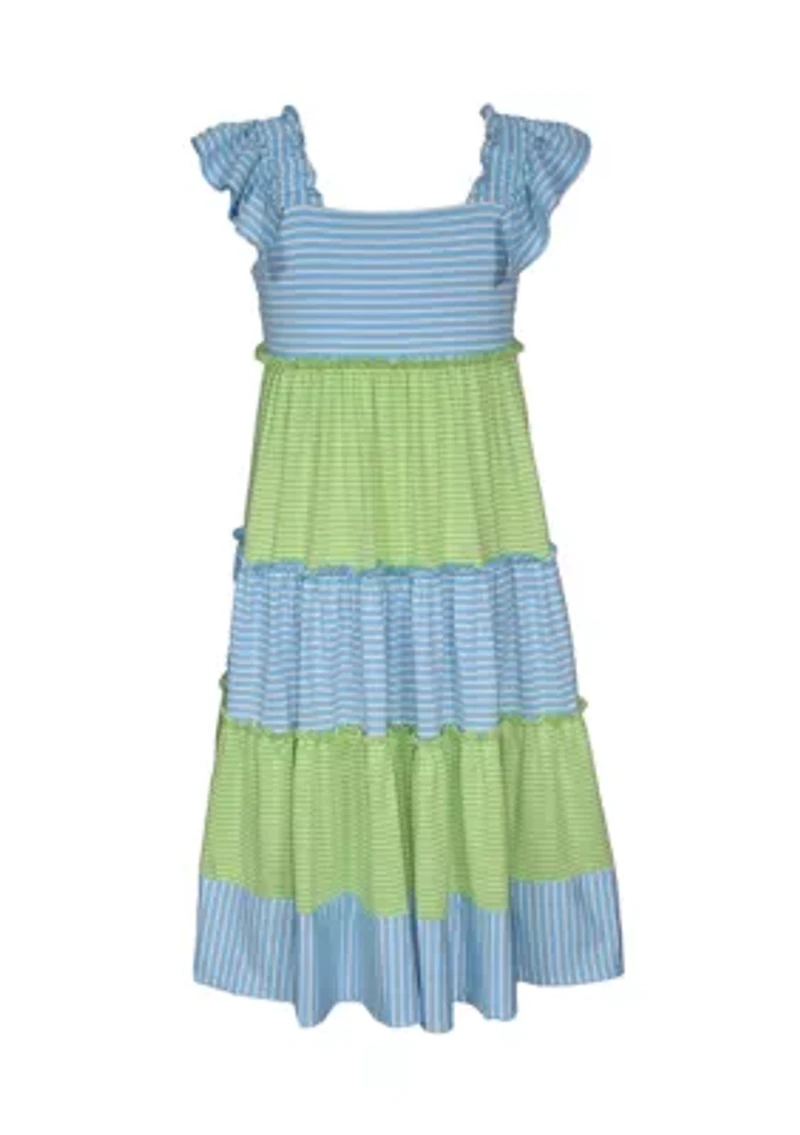 Girls 7-16 Ruffle Sleeve Striped Maxi Dress