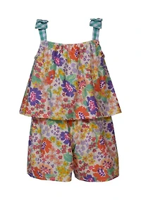 Girls 7-16 Gauze Popover Printed Romper