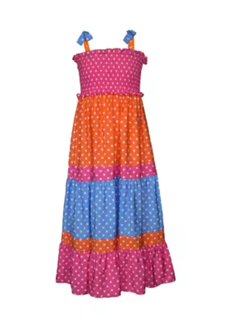 Girls 7-16 Mixed Dot Maxi Dress
