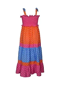 Girls 7-16 Mixed Dot Maxi Dress