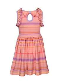 Girls 7-16 Ruffle Stripe Dress with Purse