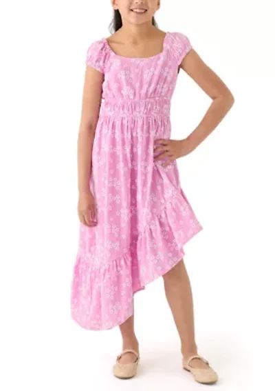 Girls 7-16 Gauze Asymmetrical Hem Dress