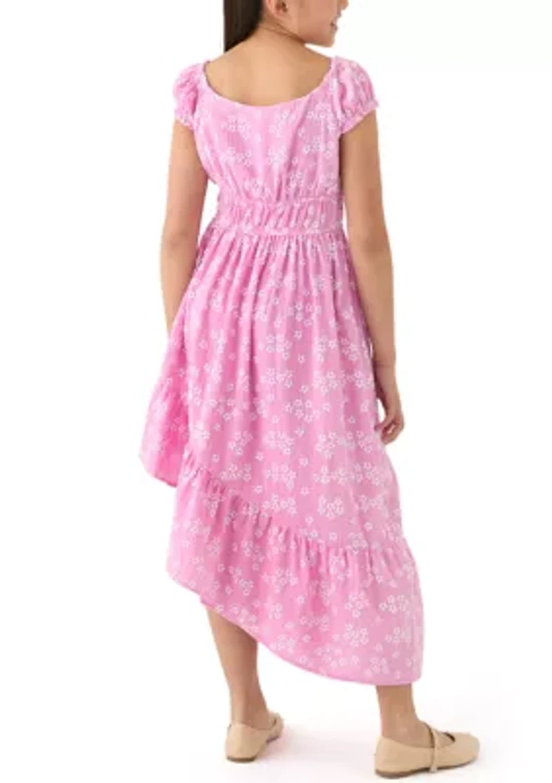 Girls 7-16 Gauze Asymmetrical Hem Dress