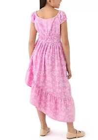Girls 7-16 Gauze Asymmetrical Hem Dress
