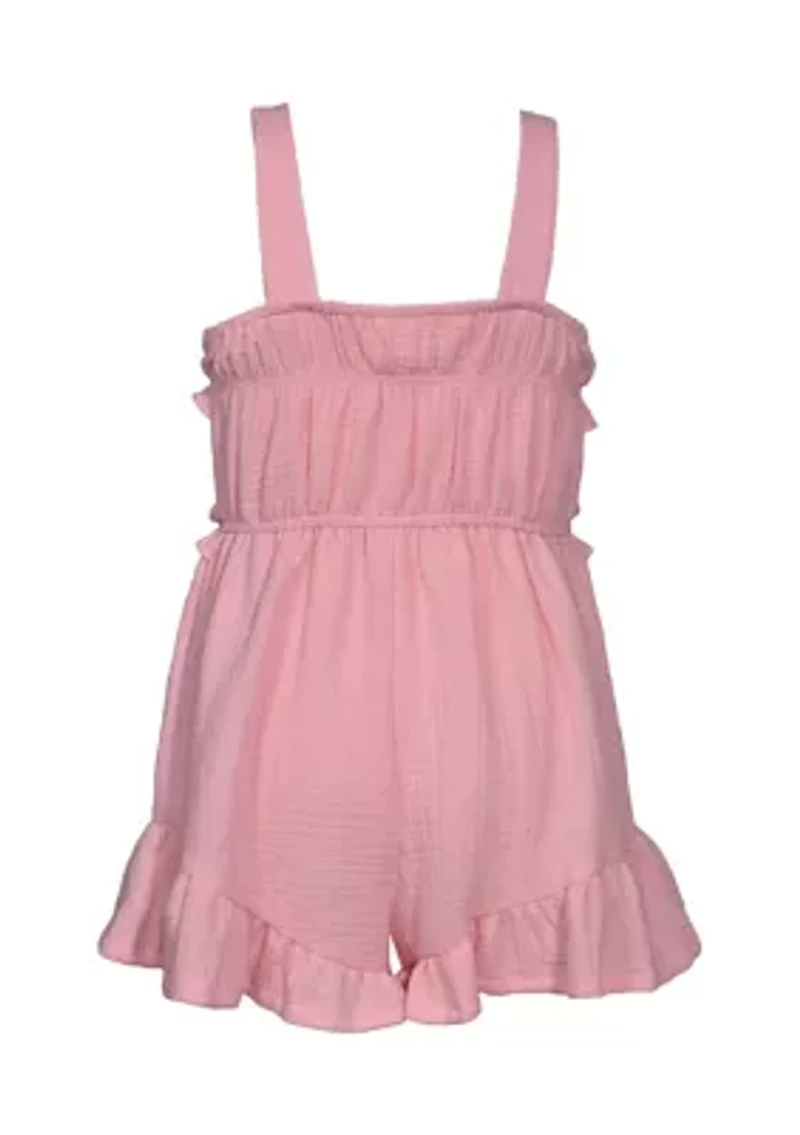 Girls 7-16 Sleeveless Ruffle Cotton Romper