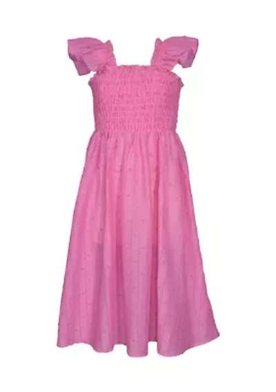 Girls 7-16 Flutter Sleeve Smocked Midi Dress