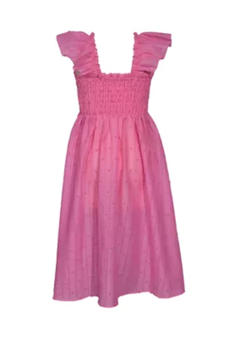 Girls 7-16 Flutter Sleeve Smocked Midi Dress