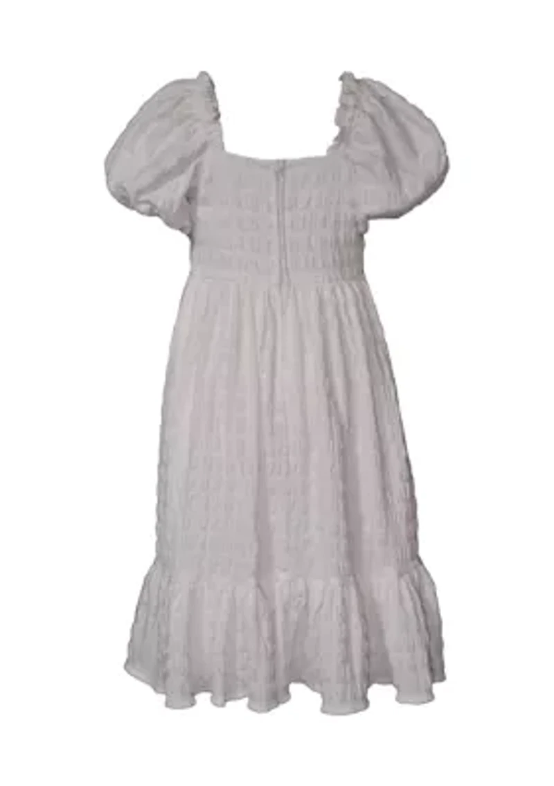 Girls 7-16 Smocked Puff Sleeve Dress