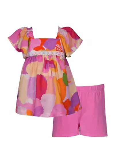 Girls 7-16 Printed Top and Solid Shorts Set