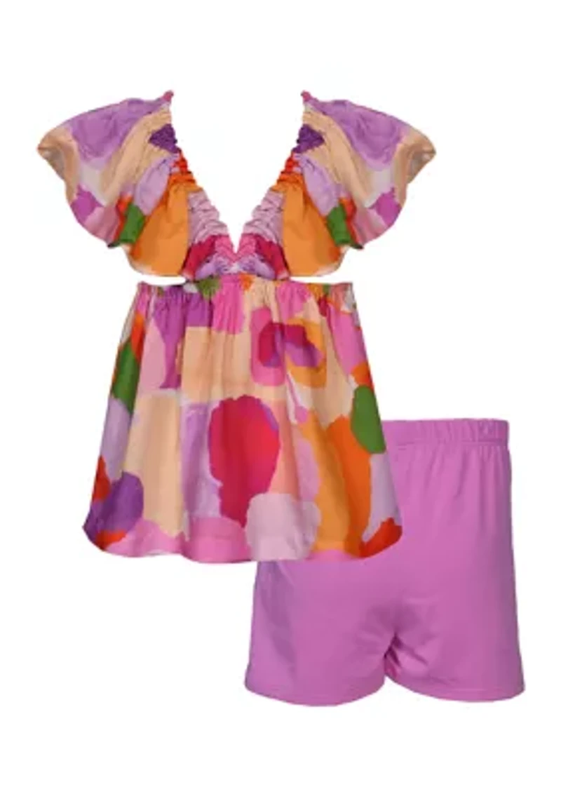 Girls 7-16 Printed Top and Solid Shorts Set