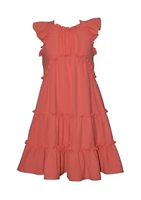 Girls 7-16 Bow Back Tiered Dress