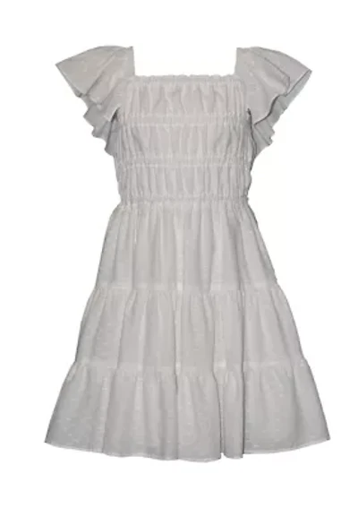 Girls 7-16 Swiss Dot Bow Back Dress