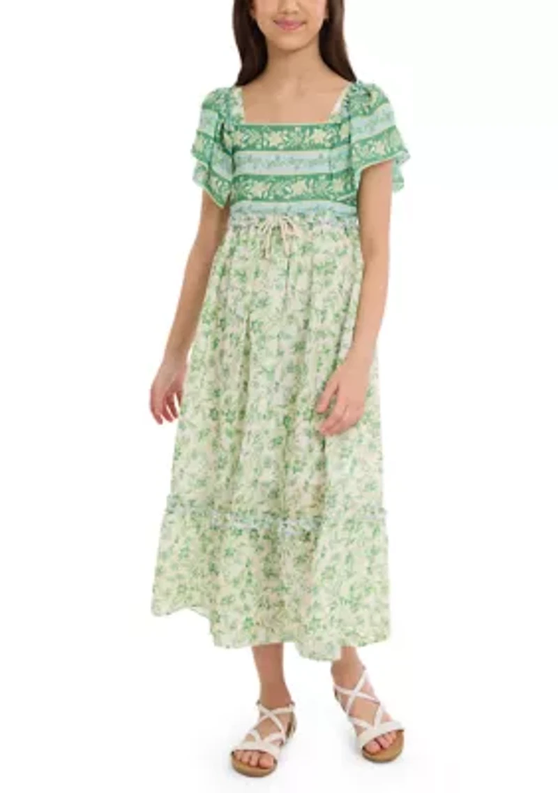 Girls 7-16 Flutter Sleeve Maxi Dress