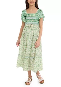 Girls 7-16 Flutter Sleeve Maxi Dress
