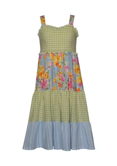 Girls 7-16 Knit Mixed Print Maxi Dress