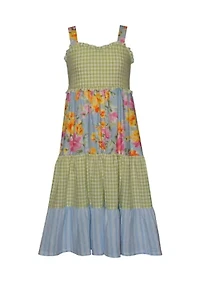 Girls 7-16 Knit Mixed Print Maxi Dress