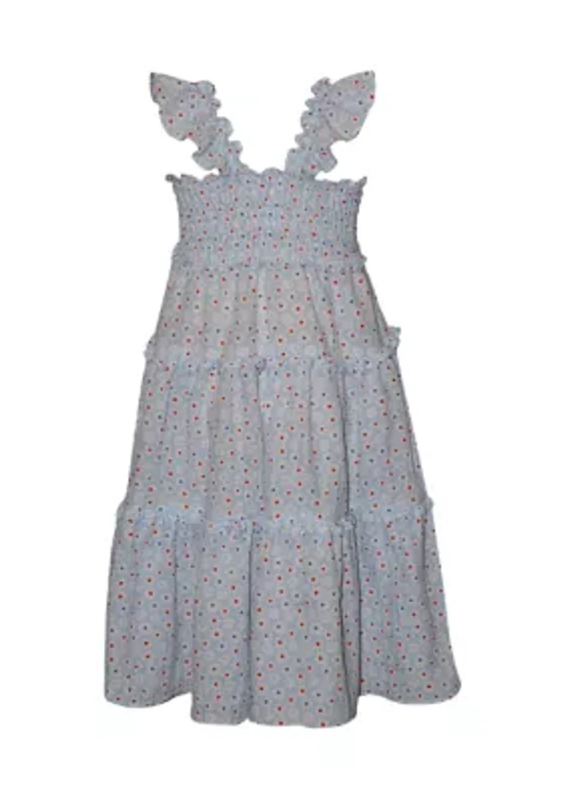 Girls 7-16 Daisy Tiered Smocked Dress
