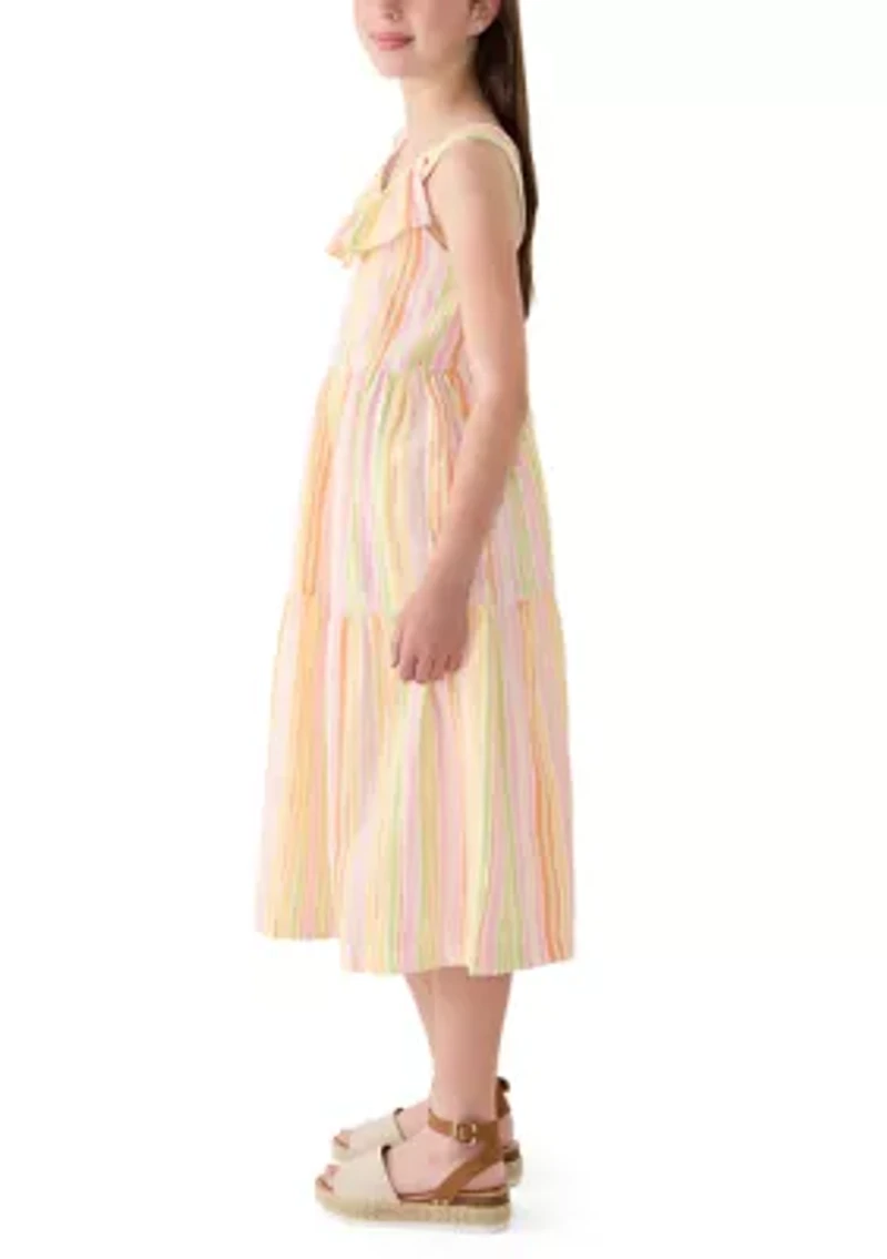 Girls 7-16 Multi-Striped Tiered Maxi Dress