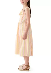 Girls 7-16 Multi-Striped Tiered Maxi Dress