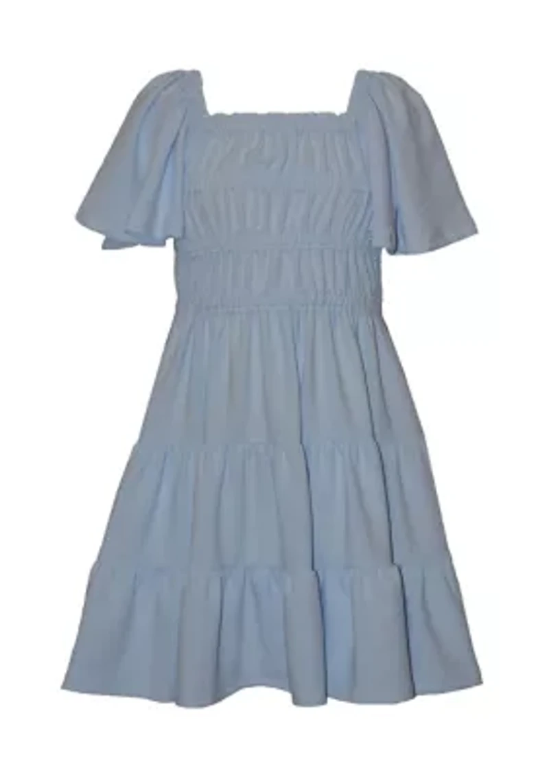 Girls 7-16 Flutter Sleeve Bow Back Dress