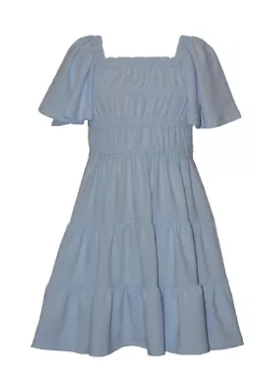 Girls 7-16 Flutter Sleeve Bow Back Dress