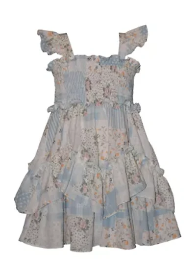 Girls 7-16 Patchwork Smocked Dress