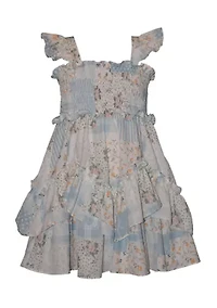 Girls 7-16 Patchwork Smocked Dress