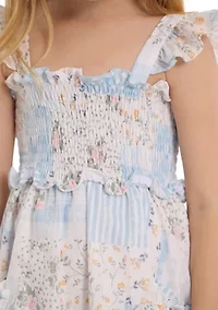 Girls 7-16 Patchwork Smocked Dress