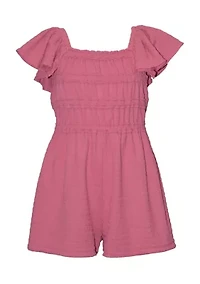 Girls 7-16  Flutter Sleeve Romper
