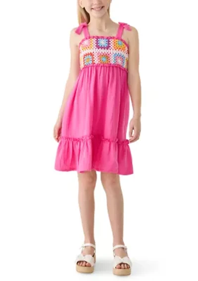 Girls 7-16 Crochet Bodice Dress