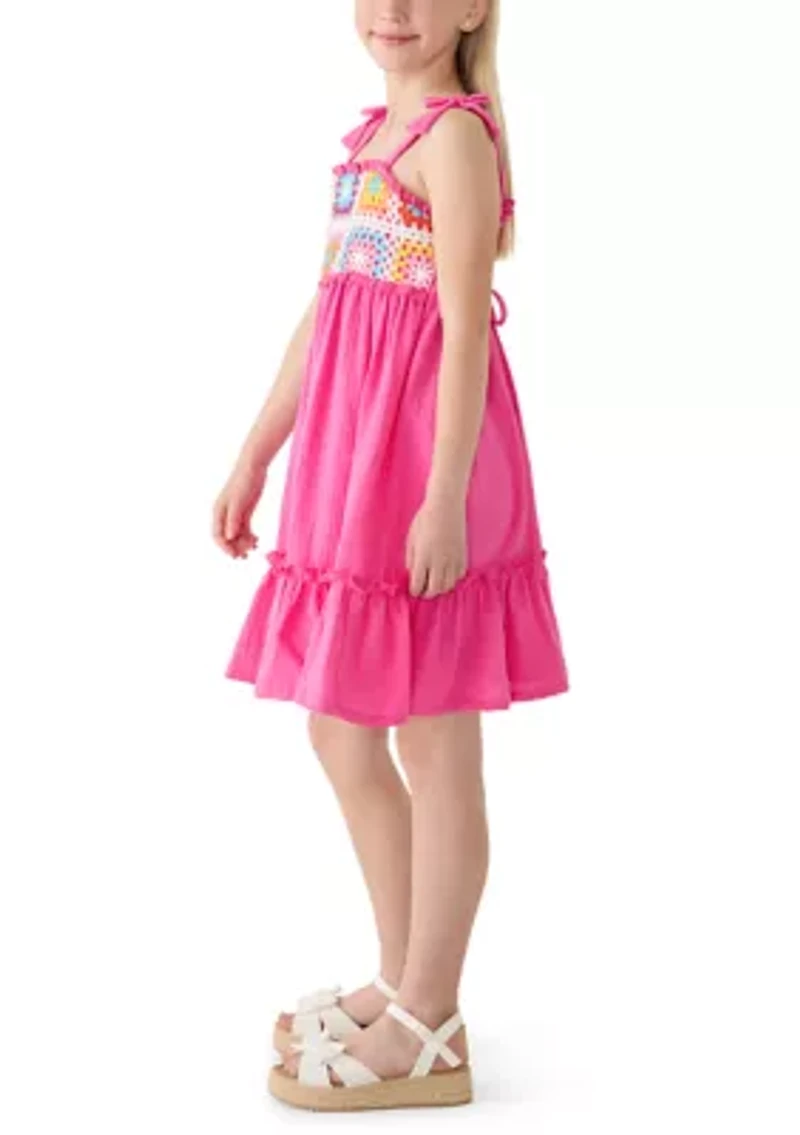Girls 7-16 Crochet Bodice Dress