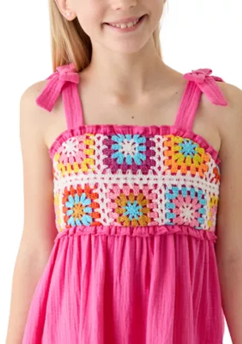 Girls 7-16 Crochet Bodice Dress