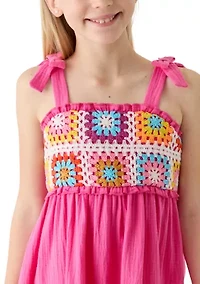 Girls 7-16 Crochet Bodice Dress