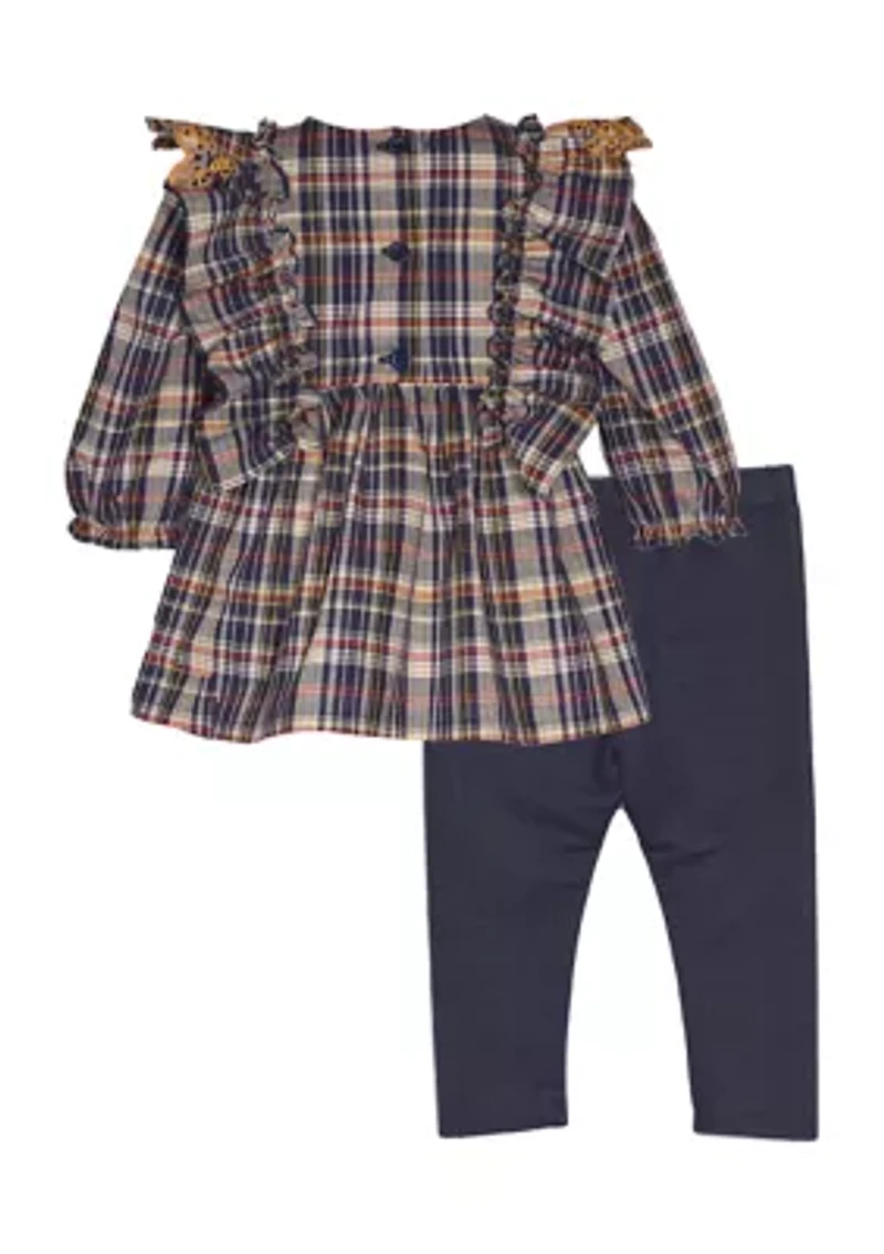 Girls 4-6x Plaid Embroidered Eyelet Set
