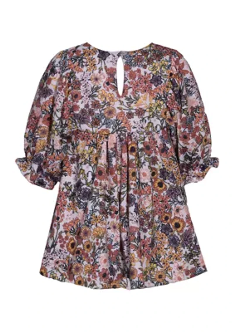 Girls 4-6x Floral Printed Knit Dress